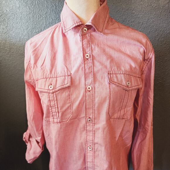 Michael Brandon Snap Down Tab roll long sleeve western rodeo shirt Size small - Picture 2 of 8